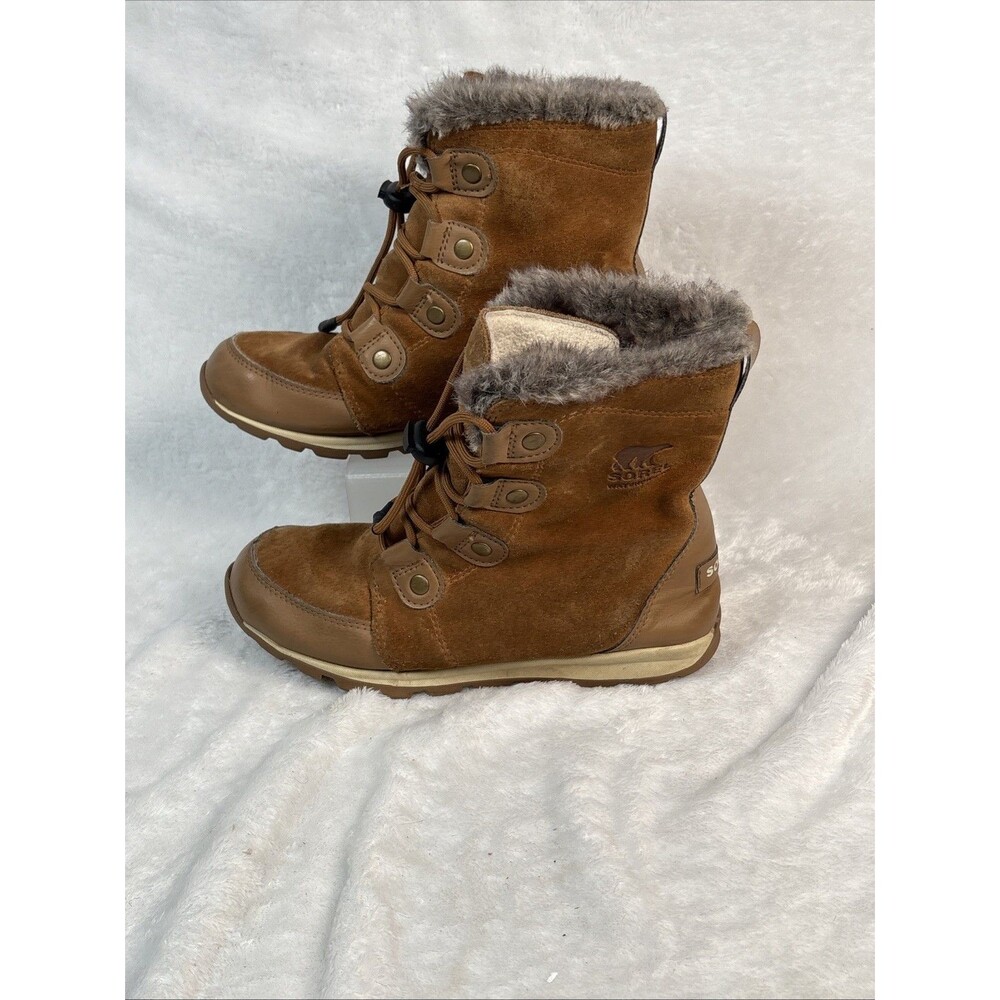 Sorel Whitney Snow Boots Women's Size 5 Brown Suede Leather Natural Winter